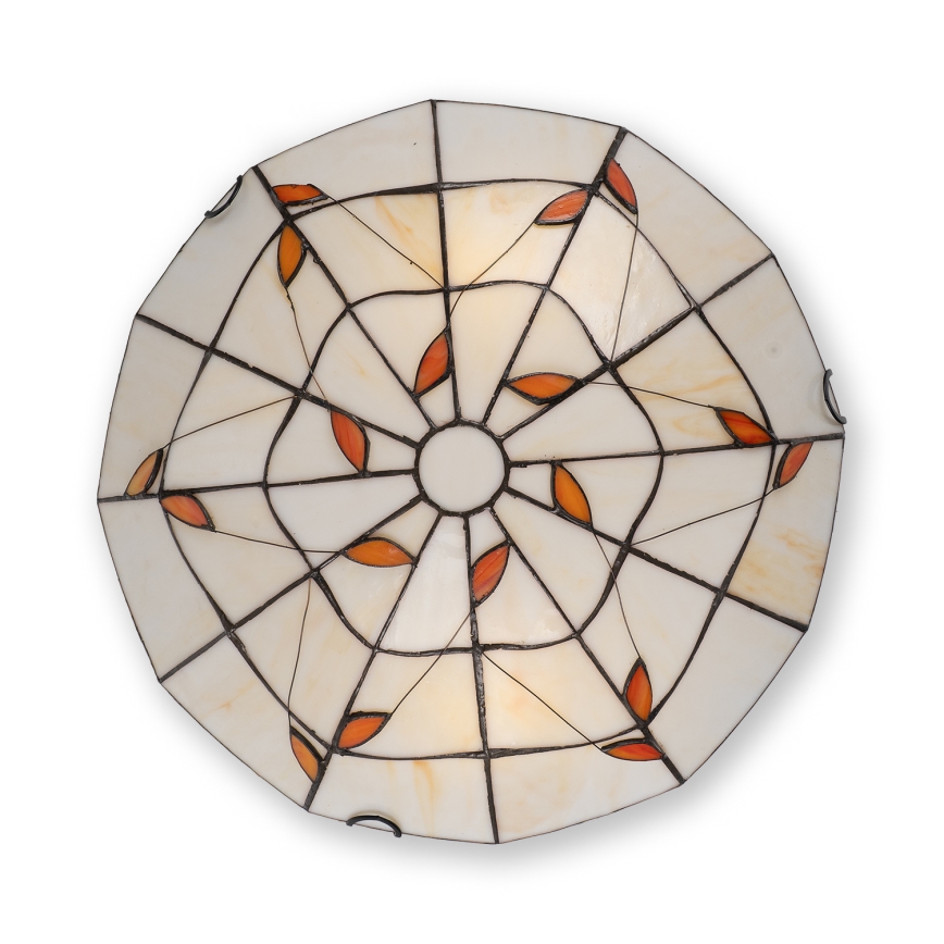 Brilagi - Candeeiro de teto Tiffany em vitral FOLIA, 2xE27/60W/230V, diâmetro 40 cm