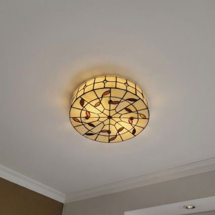 Brilagi - Candeeiro de teto Tiffany em vitral FOLIA 3xE27/60W/230V Ø 40 cm