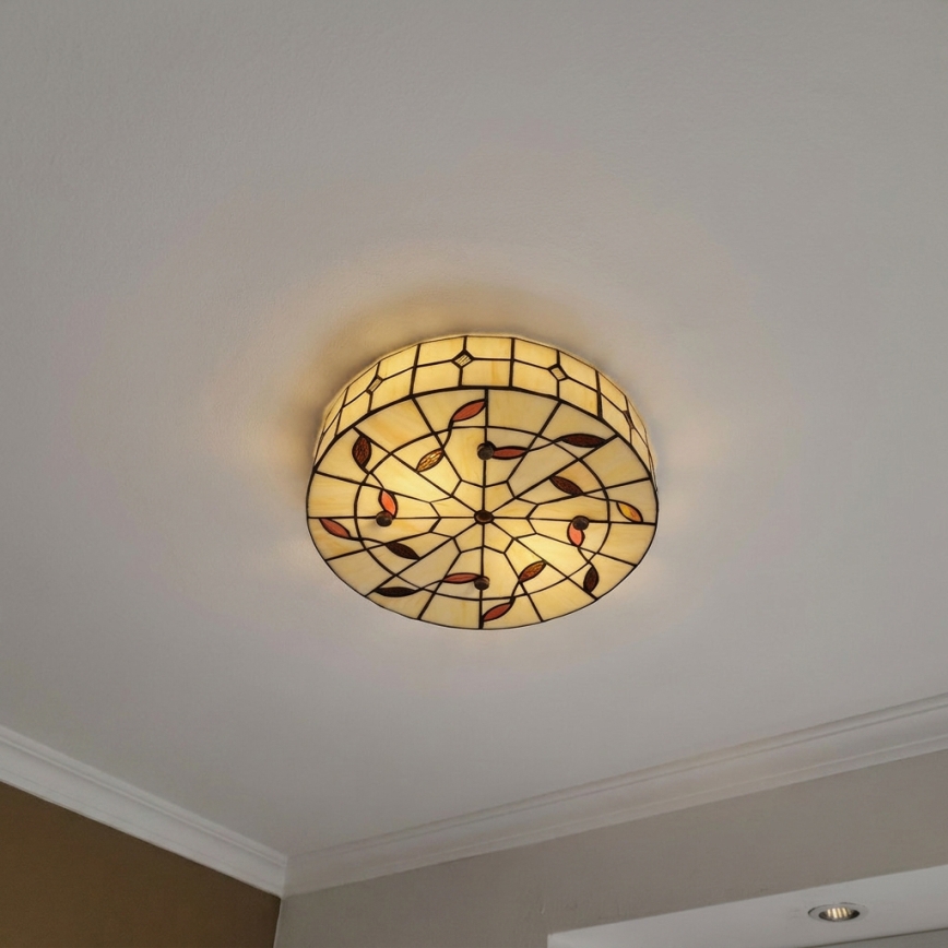 Brilagi - Candeeiro de teto Tiffany em vitral FOLIA 3xE27/60W/230V Ø 40 cm