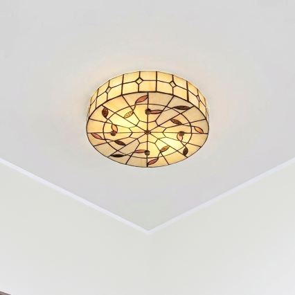 Brilagi - Candeeiro de teto Tiffany em vitral FOLIA 3xE27/60W/230V Ø 40 cm
