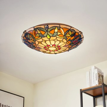 Brilagi - Candeeiro de teto Tiffany em vitral LUISA 2xE27/60W/230V Ø 40 cm