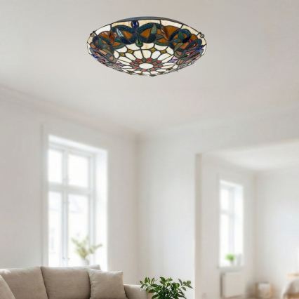 Brilagi - Candeeiro de teto Tiffany em vitral LUISA 2xE27/60W/230V Ø 40 cm