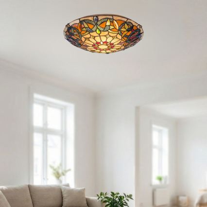 Brilagi - Candeeiro de teto Tiffany em vitral LUISA 2xE27/60W/230V Ø 40 cm