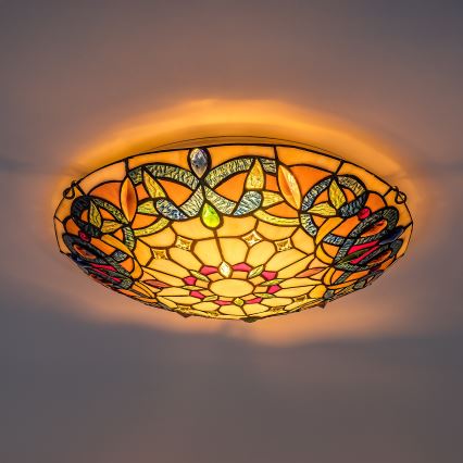 Brilagi - Candeeiro de teto Tiffany em vitral LUISA 2xE27/60W/230V Ø 40 cm