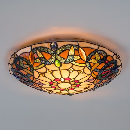 Brilagi - Candeeiro de teto Tiffany em vitral LUISA 2xE27/60W/230V Ø 40 cm