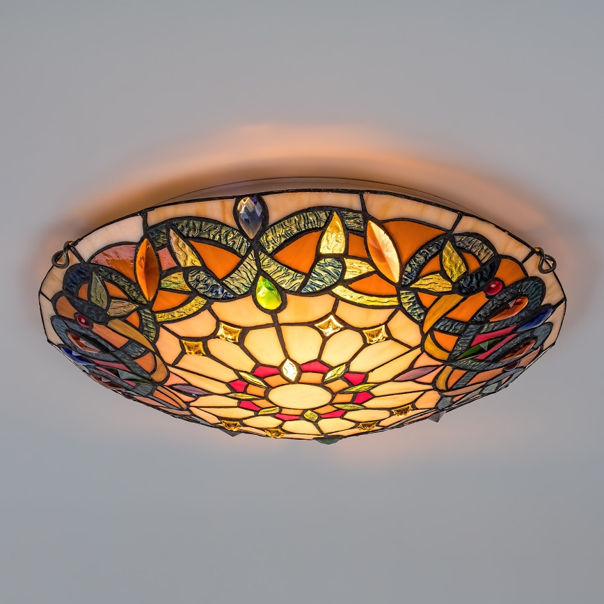 Brilagi - Candeeiro de teto Tiffany em vitral LUISA 2xE27/60W/230V Ø 40 cm