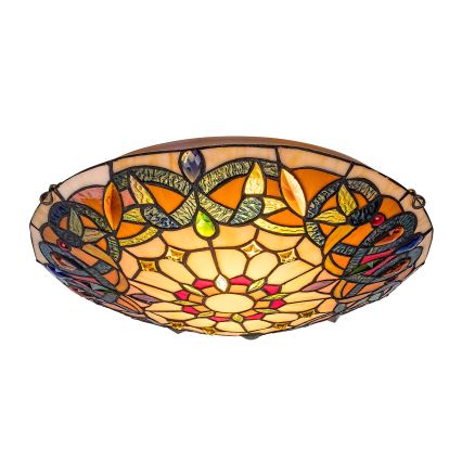 Brilagi - Candeeiro de teto Tiffany em vitral LUISA 2xE27/60W/230V Ø 40 cm