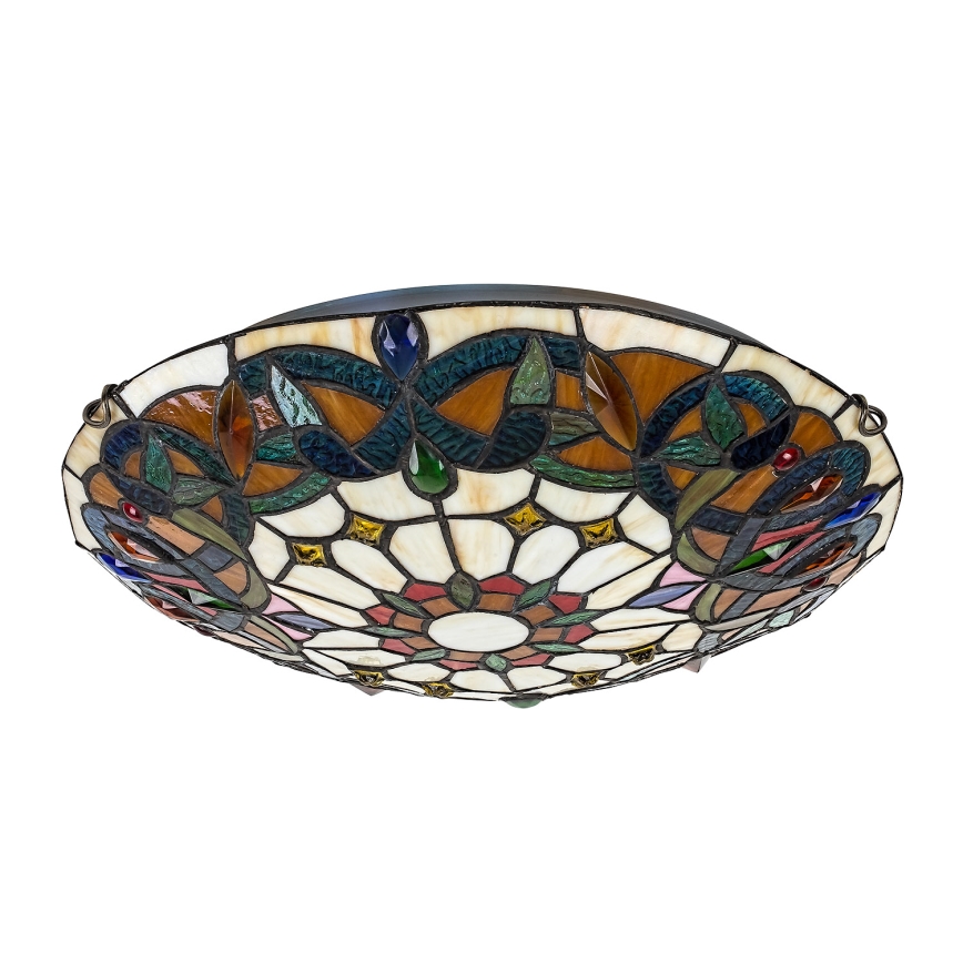 Brilagi - Candeeiro de teto Tiffany em vitral LUISA 2xE27/60W/230V Ø 40 cm