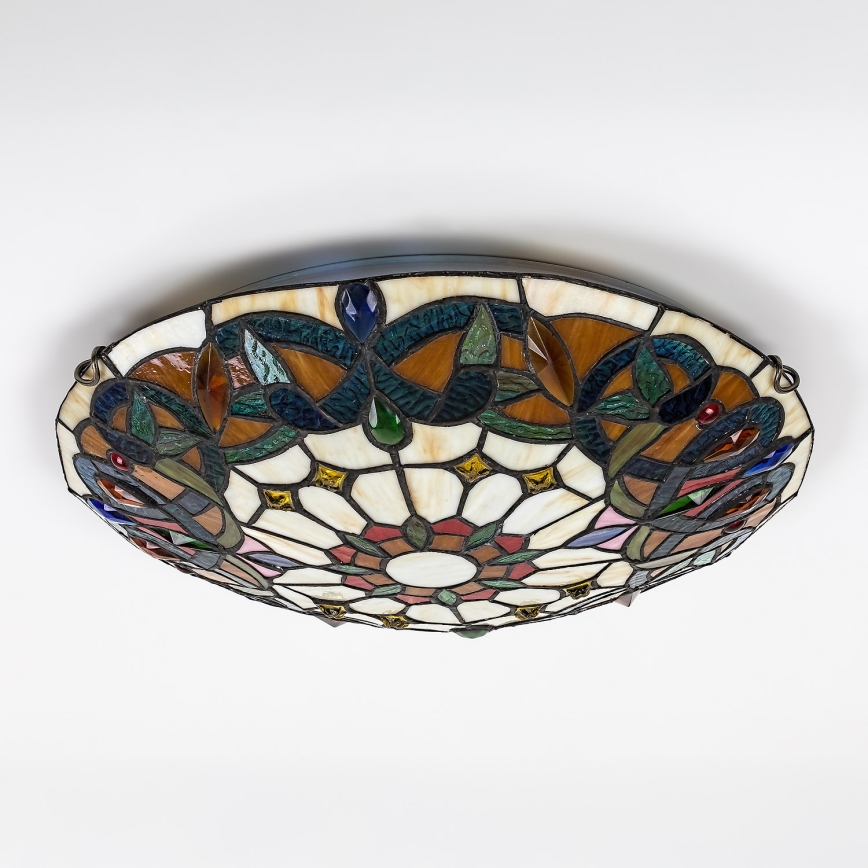Brilagi - Candeeiro de teto Tiffany em vitral LUISA 2xE27/60W/230V Ø 40 cm