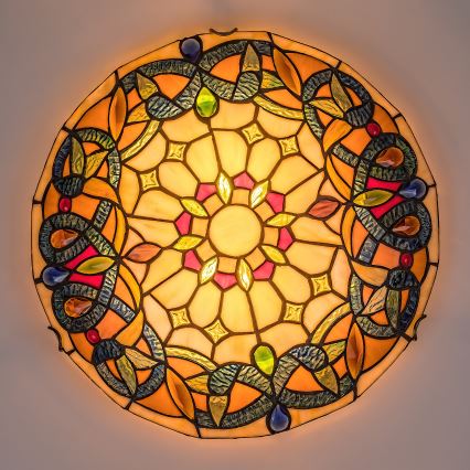 Brilagi - Candeeiro de teto Tiffany em vitral LUISA 2xE27/60W/230V Ø 40 cm