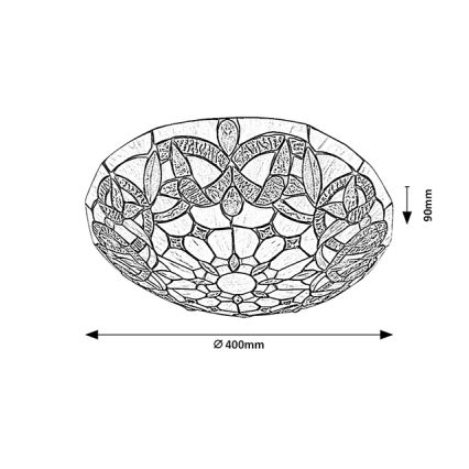 Brilagi - Candeeiro de teto Tiffany em vitral LUISA 2xE27/60W/230V Ø 40 cm