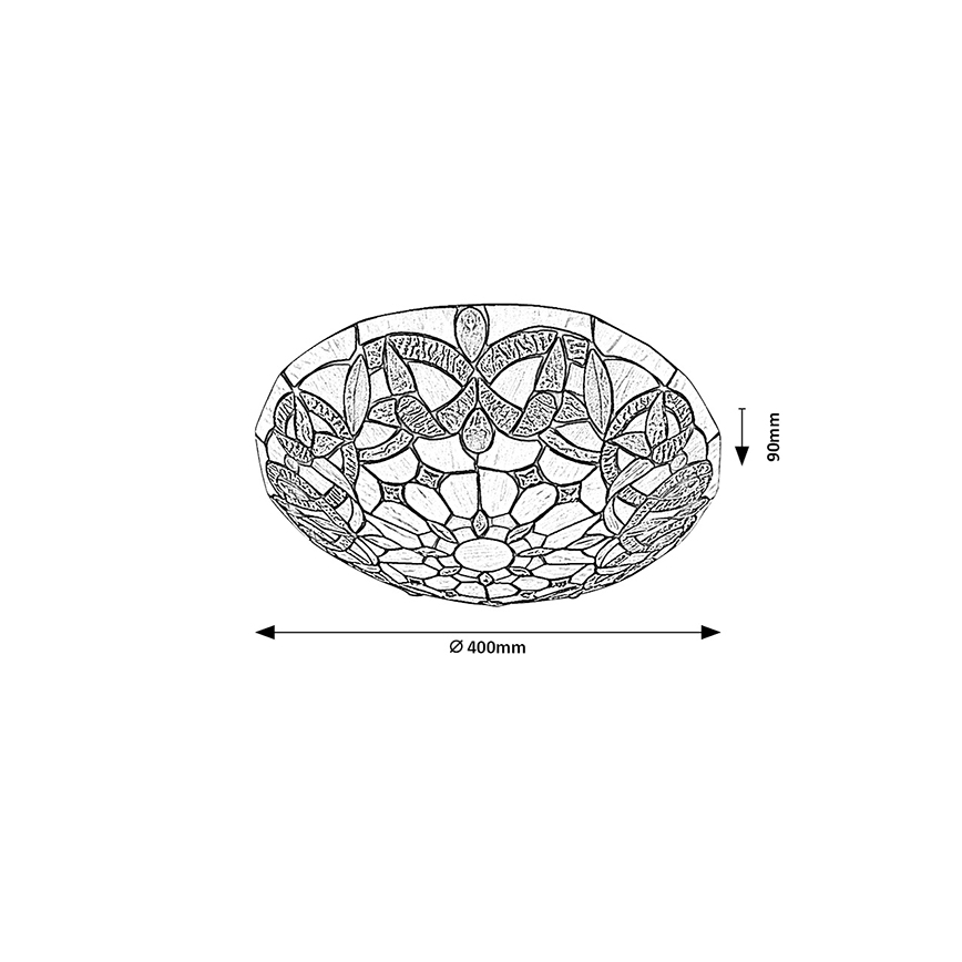 Brilagi - Candeeiro de teto Tiffany em vitral LUISA 2xE27/60W/230V Ø 40 cm