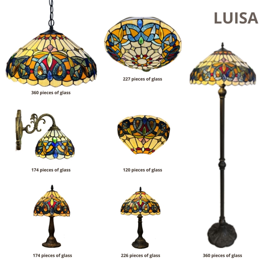 Brilagi - Candeeiro de teto Tiffany em vitral LUISA 2xE27/60W/230V Ø 40 cm