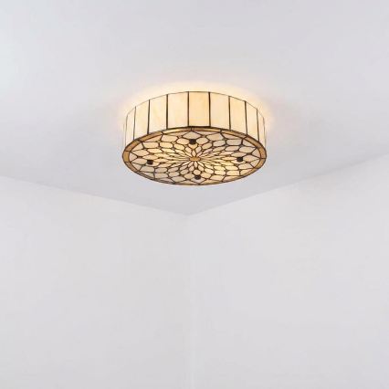 Brilagi - Candeeiro de teto Tiffany em vitral Marfim 3xE27/60W/230V Ø 40 cm