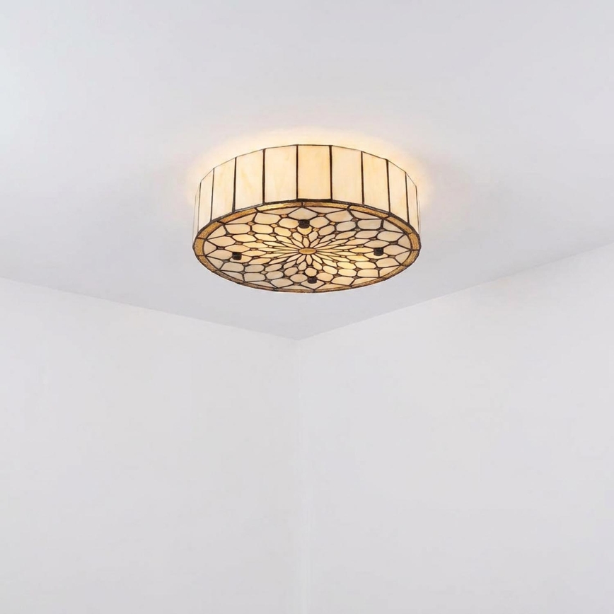 Brilagi - Candeeiro de teto Tiffany em vitral Marfim 3xE27/60W/230V Ø 40 cm
