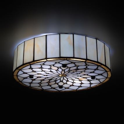 Brilagi - Candeeiro de teto Tiffany em vitral Marfim 3xE27/60W/230V Ø 40 cm
