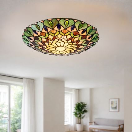 Brilagi - Candeeiro de teto Tiffany em vitral MARGARET, 2xE27/60W/230V, Ø 40 cm