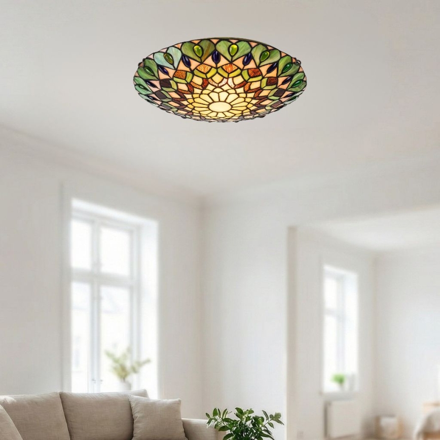 Brilagi - Candeeiro de teto Tiffany em vitral MARGARET, 2xE27/60W/230V, Ø 40 cm