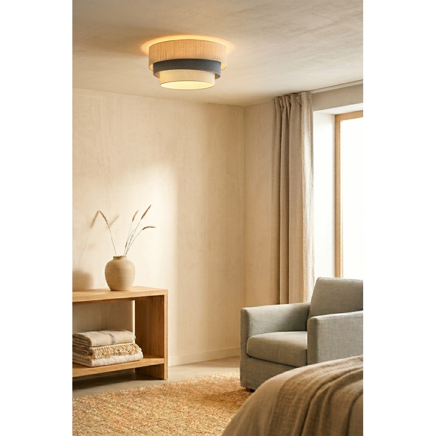 Brilagi - Candeeiro de teto TRIO 1xE27/60W/230V Ø 40 cm creme/cinzento