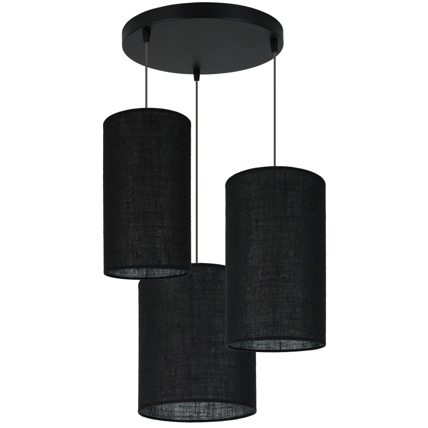 Brilagi - Lustre suspenso em cabo TUBES 3xE27/15W/230V preto
