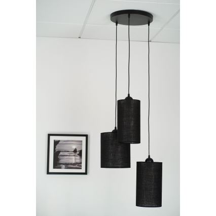Brilagi - Lustre suspenso em cabo TUBES 3xE27/15W/230V preto