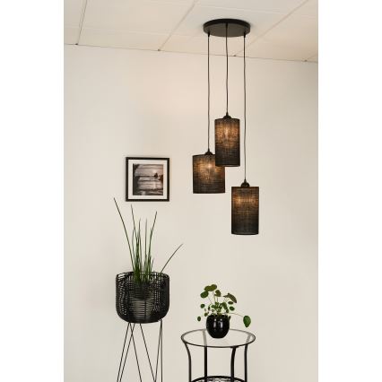 Brilagi - Lustre suspenso em cabo TUBES 3xE27/15W/230V preto