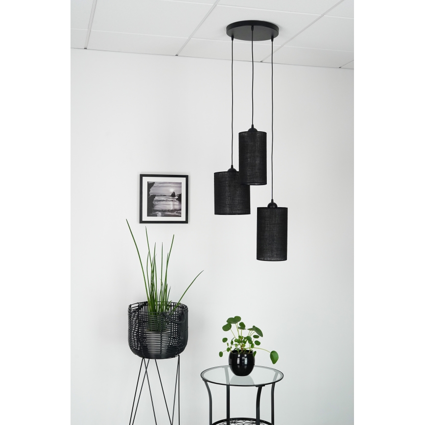 Brilagi - Lustre suspenso em cabo TUBES 3xE27/15W/230V preto