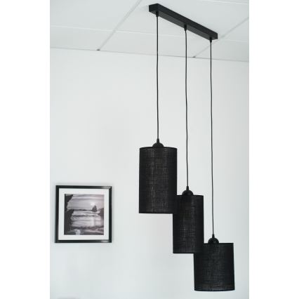 Brilagi - Lustre suspenso em cabo TUBES 3xE27/15W/230V preto