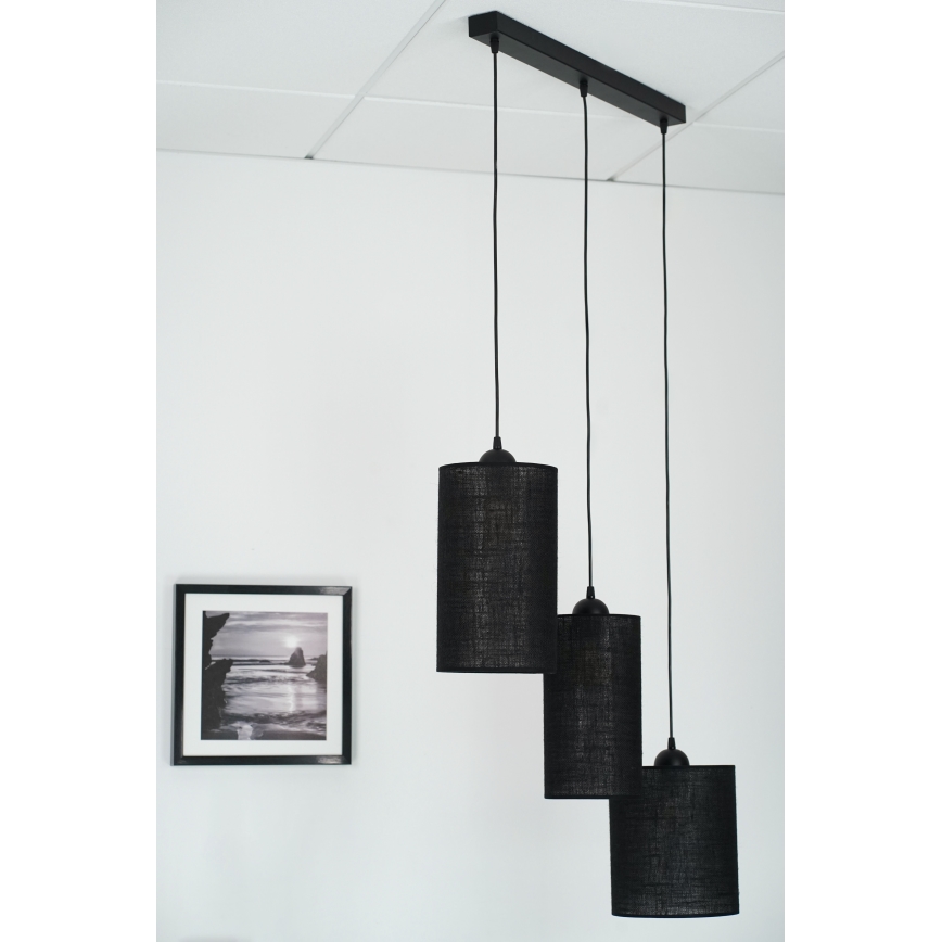 Brilagi - Lustre suspenso em cabo TUBES 3xE27/15W/230V preto