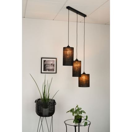 Brilagi - Lustre suspenso em cabo TUBES 3xE27/15W/230V preto