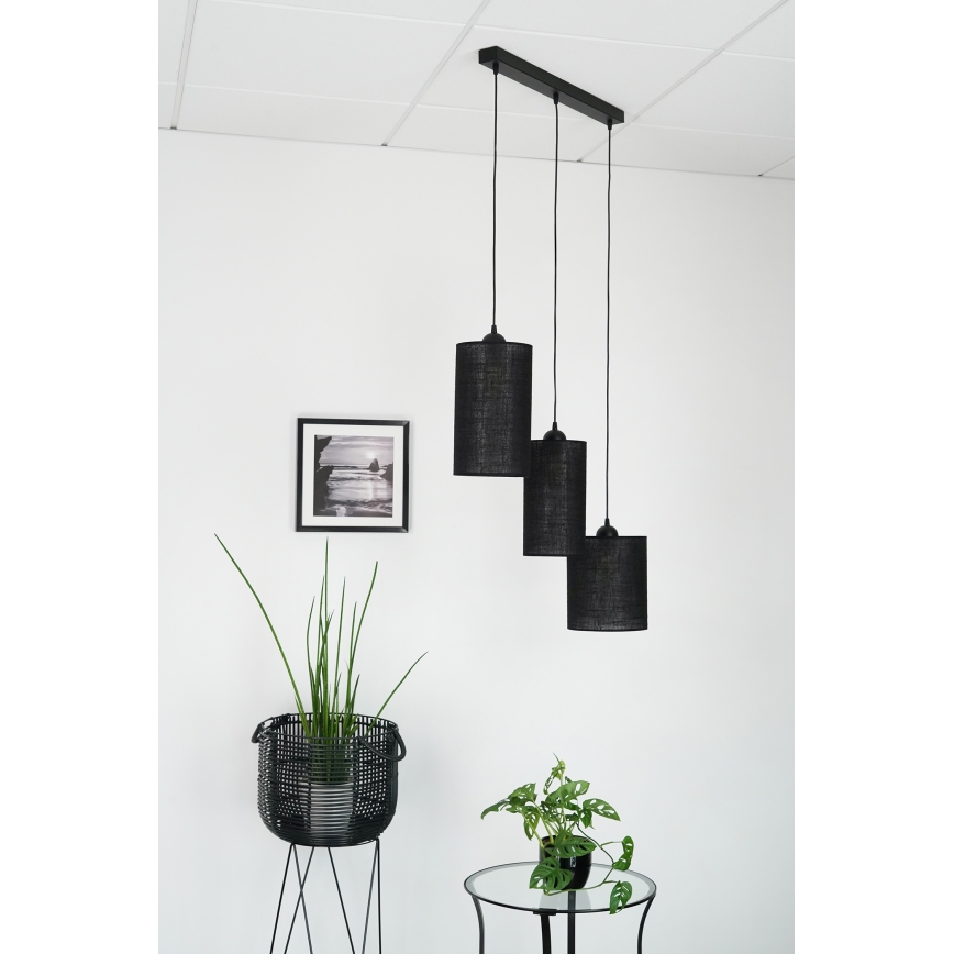 Brilagi - Lustre suspenso em cabo TUBES 3xE27/15W/230V preto