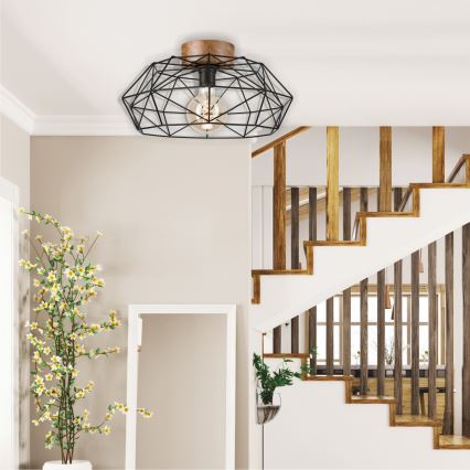 Brilagi - Candeeiro de tecto WOODY BASKET 1xE27/60W/230V Ø 40 cm carvalho