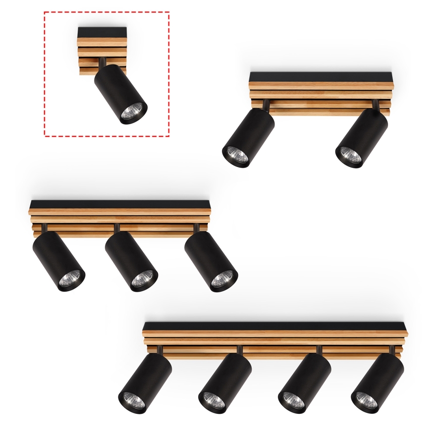 Brilagi - Candeeiro direcionável SELE WOOD ACOUSTIC 1xGU10/30W/230V preto/madeira
