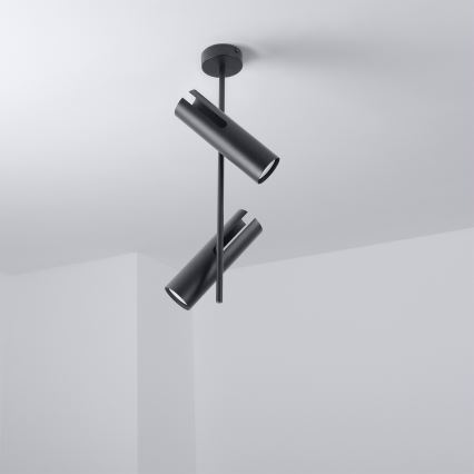 Brilagi - Candeeiro em haste BRANCH 2xGU10/30W/230V preto