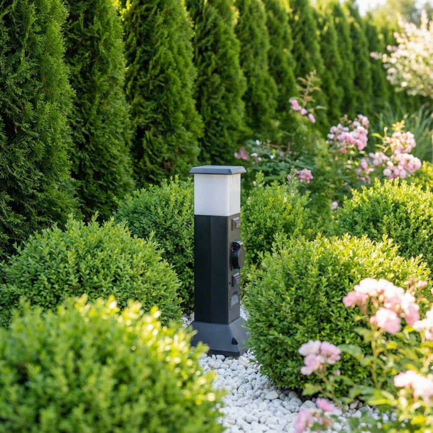 Brilagi - Candeeiro exterior com 2 tomadas SCHUKO 1xE14/15W/230V IP44 preto