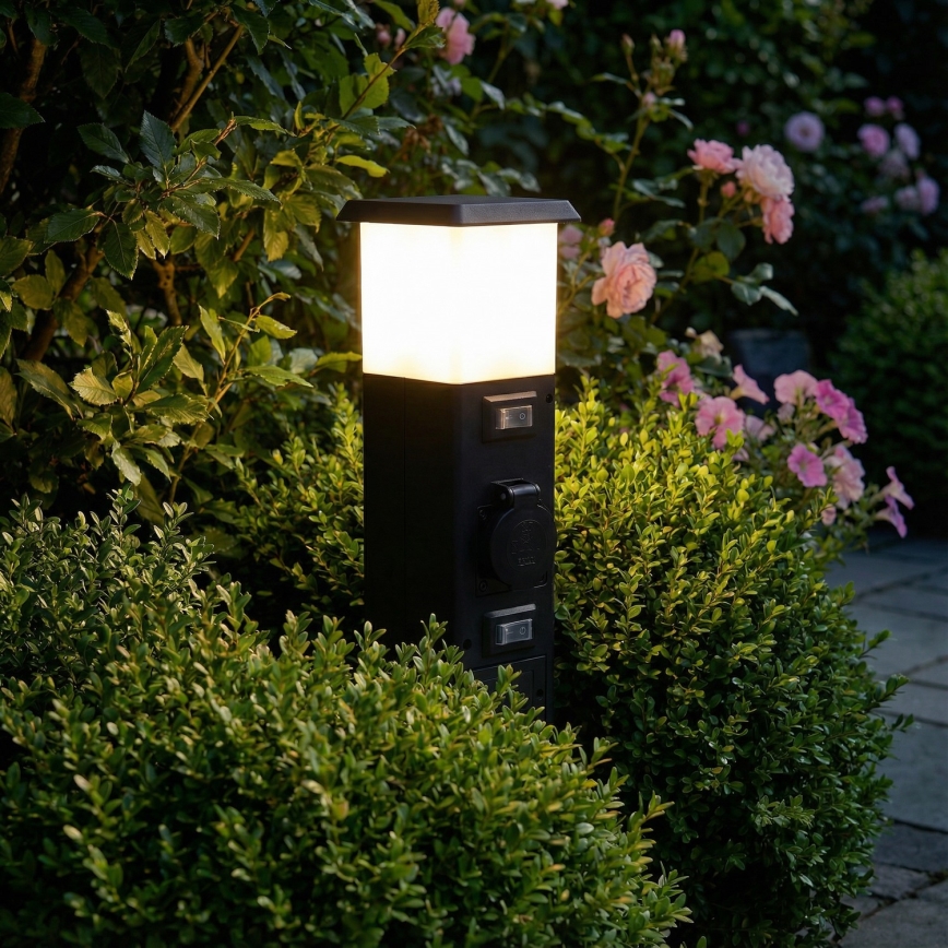 Brilagi - Candeeiro exterior com 2 tomadas SCHUKO 1xE14/15W/230V IP44 preto