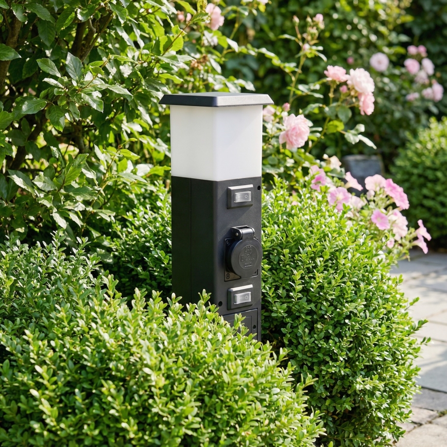 Brilagi - Candeeiro exterior com 2 tomadas SCHUKO 1xE14/15W/230V IP44 preto