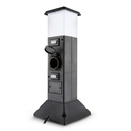 Brilagi - Candeeiro exterior com 2 tomadas SCHUKO 1xE14/15W/230V IP44 preto