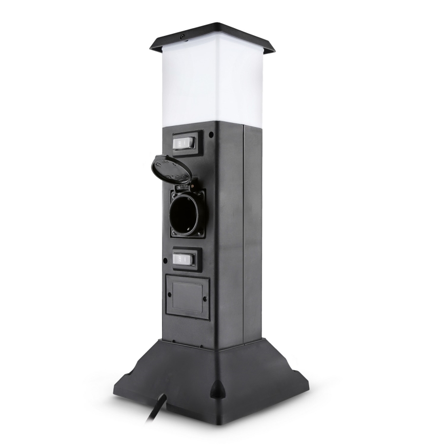 Brilagi - Candeeiro exterior com 2 tomadas SCHUKO 1xE14/15W/230V IP44 preto