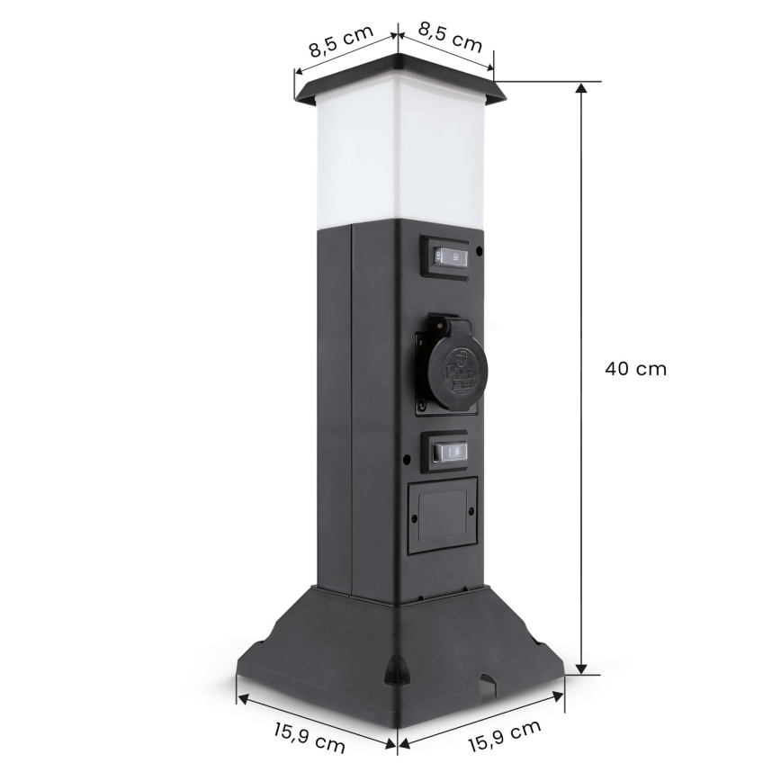 Brilagi - Candeeiro exterior com 2 tomadas SCHUKO 1xE14/15W/230V IP44 preto