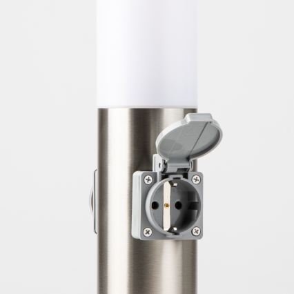 Brilagi - Luminária exterior com 2 tomadas SCHUKO NOVA 1xE27/15W/230V 40 cm IP44 cromado fosco