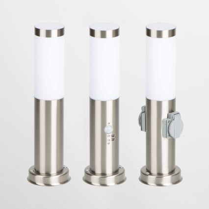 Brilagi - Luminária exterior com 2 tomadas SCHUKO NOVA 1xE27/15W/230V 40 cm IP44 cromado fosco