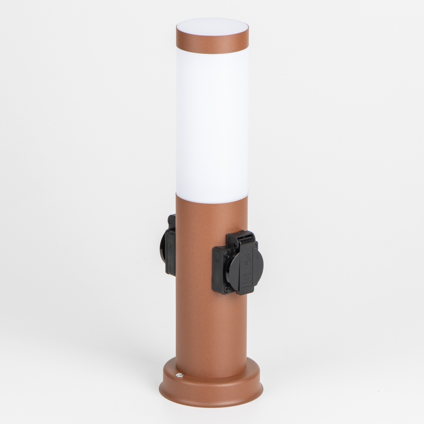 Brilagi - Luminária para exterior NOVA com 2 tomadas SCHUKO 1xE27/15W/230V 40 cm IP44 castanha