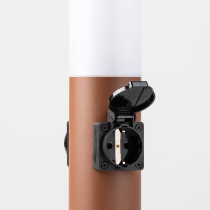 Brilagi - Luminária para exterior NOVA com 2 tomadas SCHUKO 1xE27/15W/230V 40 cm IP44 castanha