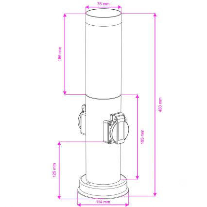 Brilagi - Luminária para exterior NOVA com 2 tomadas SCHUKO 1xE27/15W/230V 40 cm IP44 castanha
