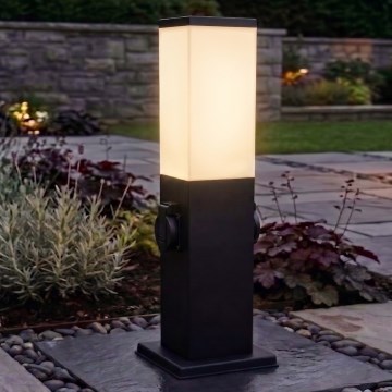 Brilagi - Candeeiro exterior com 2 tomadas SCHUKO NOVA 1xE27/15W/230V 40 cm IP44 preto