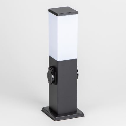 Brilagi - Candeeiro exterior com 2 tomadas SCHUKO NOVA 1xE27/15W/230V 40 cm IP44 preto