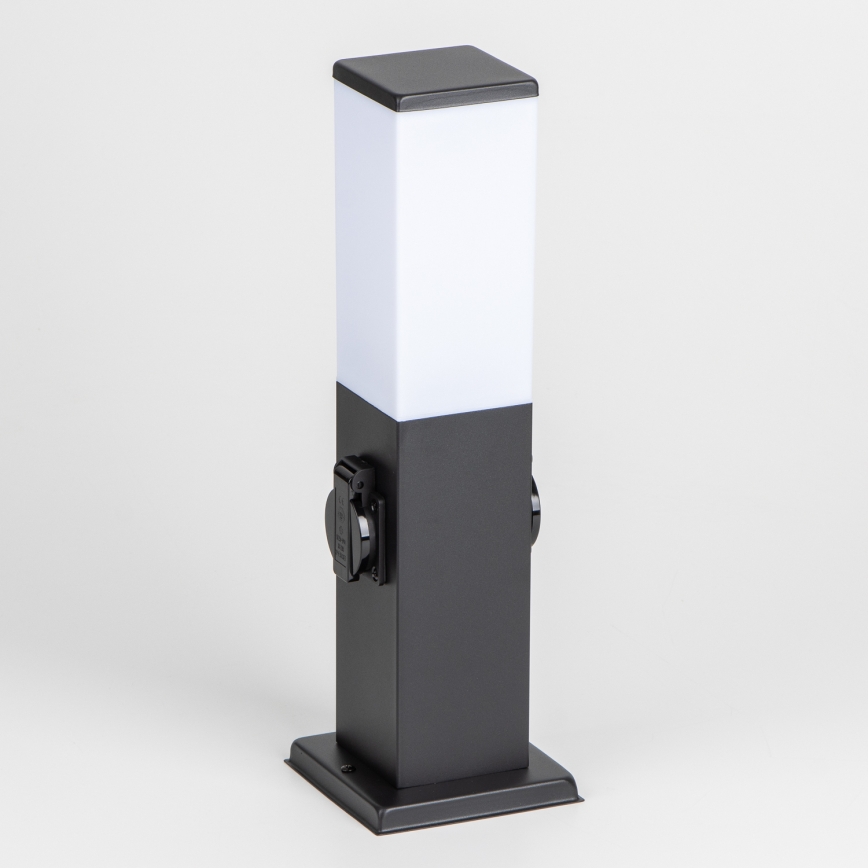 Brilagi - Candeeiro exterior com 2 tomadas SCHUKO NOVA 1xE27/15W/230V 40 cm IP44 preto