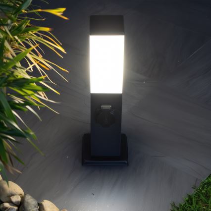 Brilagi - Candeeiro exterior com 2 tomadas SCHUKO NOVA 1xE27/15W/230V 40 cm IP44 preto