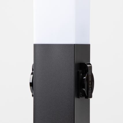 Brilagi - Candeeiro exterior com 2 tomadas SCHUKO NOVA 1xE27/15W/230V 40 cm IP44 preto